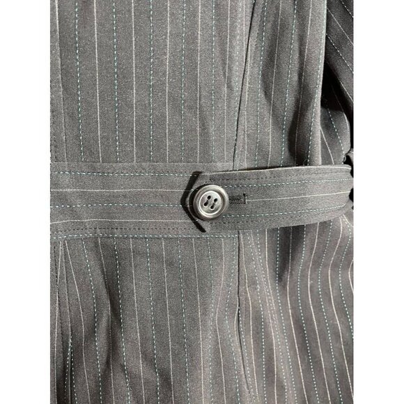 Lane Bryant Jacket Women 16 Blue Striped Office Retro Neutral Minimalist Career - Picture 10 of 12